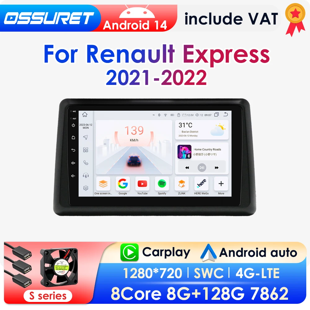 Image of Android14 Auto Radio Für Renault Express 2021-2022 Auto Multimedia GPS Player Drahtlose Carplay 4G-LET DSP 2din autoradio 360Kamera