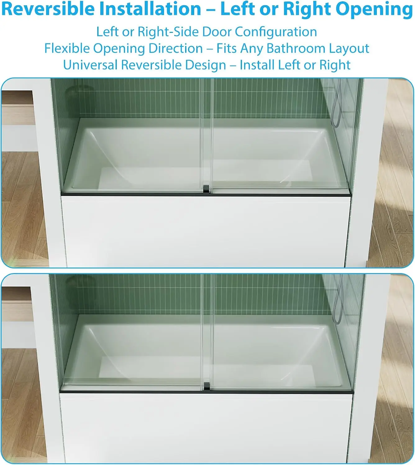 Bathtub Shower Door Glass Sliding 60 Inches,56-60
