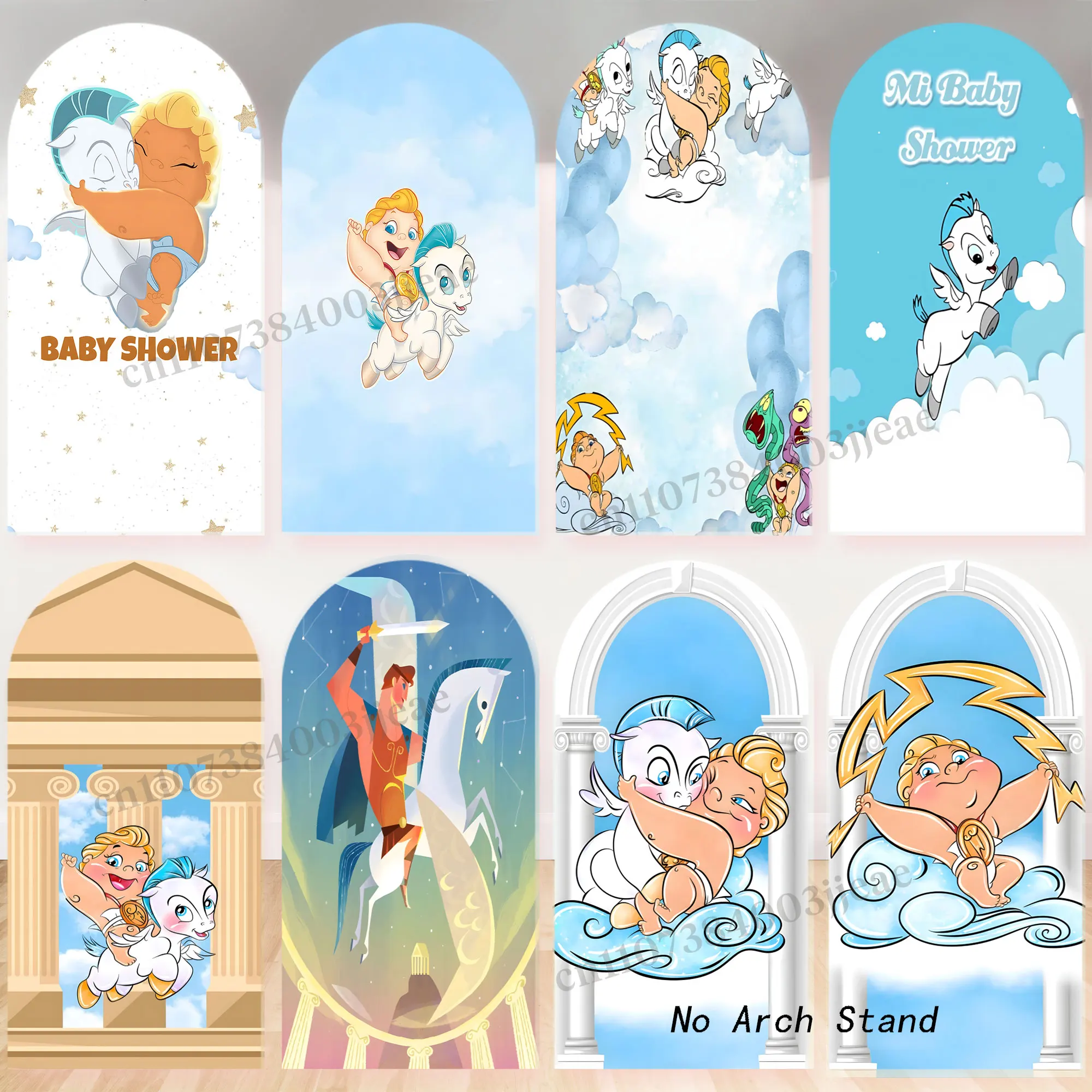 Fondo de arco de Hércules para bebé, temática de Pegaso, para niños, primer cumpleaños, fiesta de bienvenida al bebé, cartel decorativo