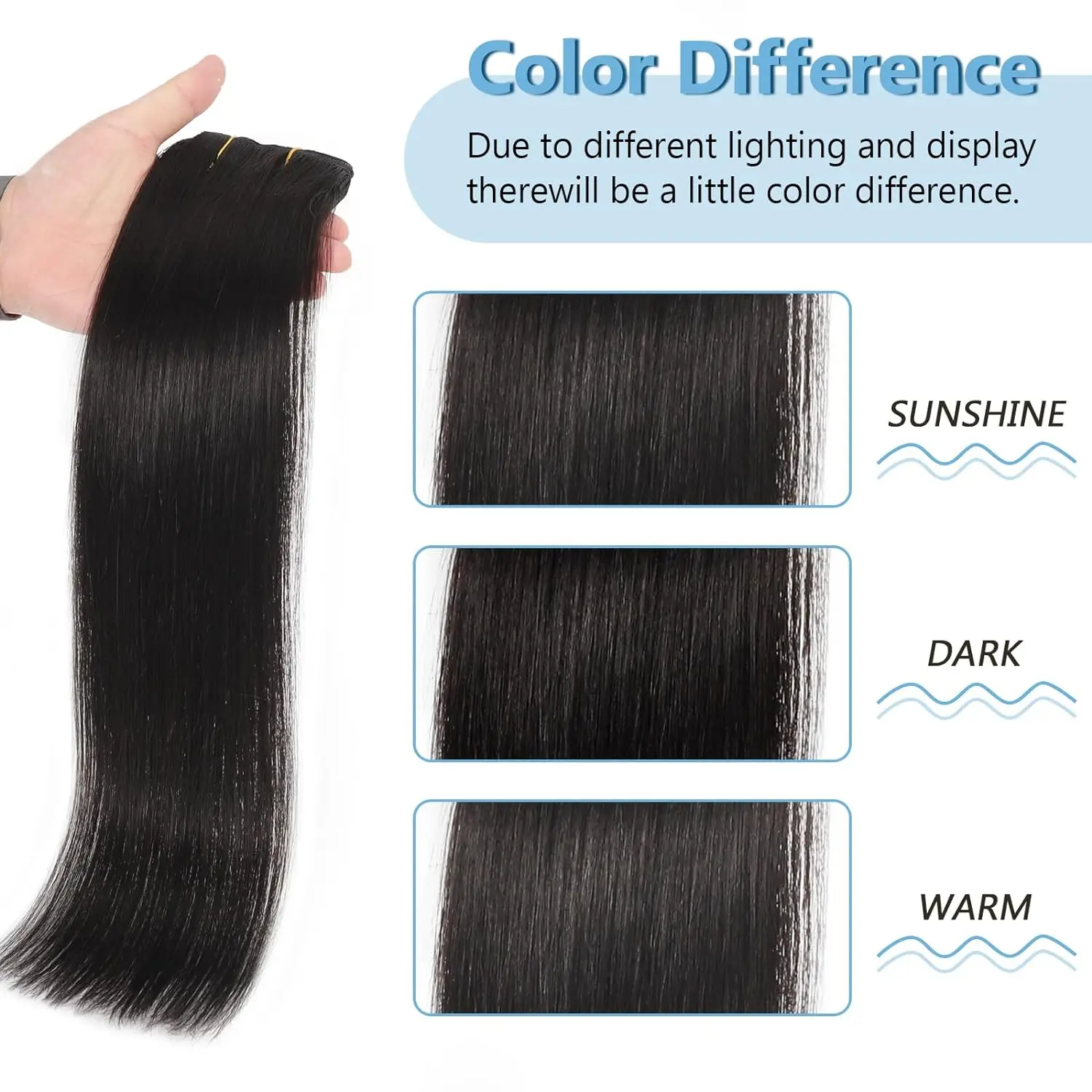 Extensiones de cabello humano liso para mujer, cabello Real de doble trama sin costuras, Color negro, #1, 22-24 pulgadas, 100g por juego