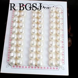 Jewelry Accessories 4-12mm 20pcs 3A Grade White Button Natural Freshwater Pearl Half Hole Drilled DIY Earring Pendant Beads