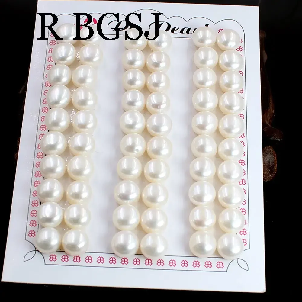 Jewelry Accessories 4-12mm 20pcs 3A Grade White Button Natural Freshwater Pearl Half Hole Drilled DIY Earring Pendant Beads