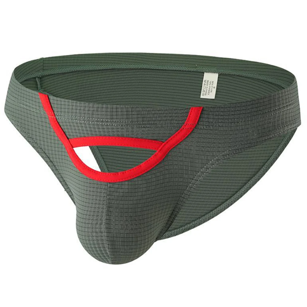 Mens Briefs Breathable Elastic Sexy Trunks Soft Low Waist Lingerie Solid Underwear Hollow Color Matching Comfortable Underpants