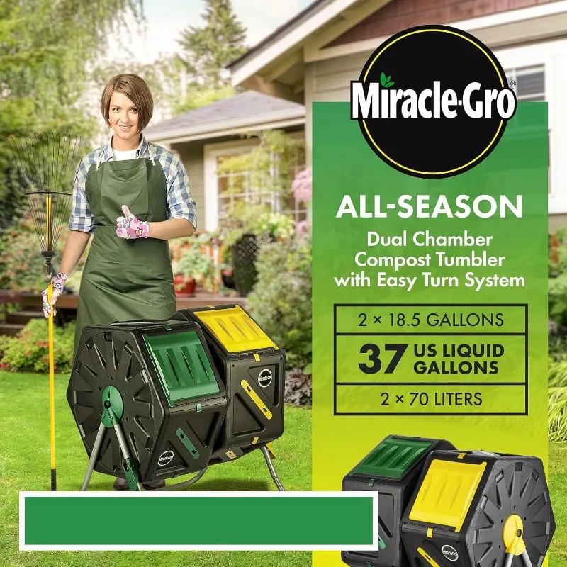 Dual Chamber Compost Tumbler –Working System – All-Season, Heavy-Duty