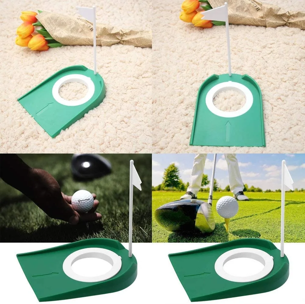 Golf Putting Trainer With Hole Flag Putter Green Practice Aid Home Yard Outdoor Training Aids Indoor/Outdoor Putter Trainner