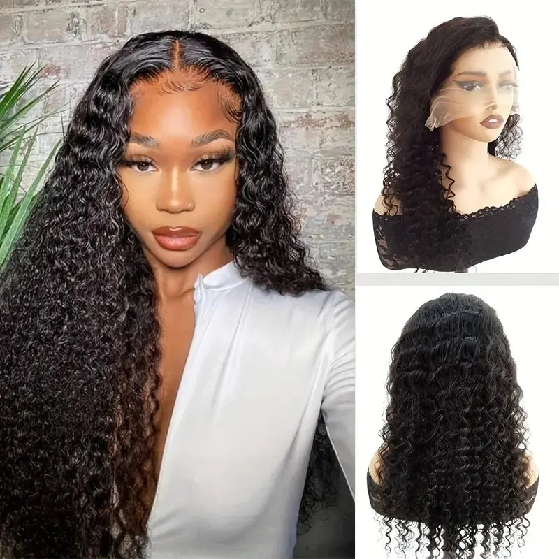 Rosabeauty 180 Density HD Transparent Deep Wave Lace Frontal Wigs Water Curly 40Inch 13X4 13X6 Front Human Hair Wig For Women