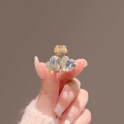 Japanese Style Girls High-end Crystal Love Hair Clip Exquisite Forehead Bangs Hair Slaw Super Bling Mini Clip Princess Headwear