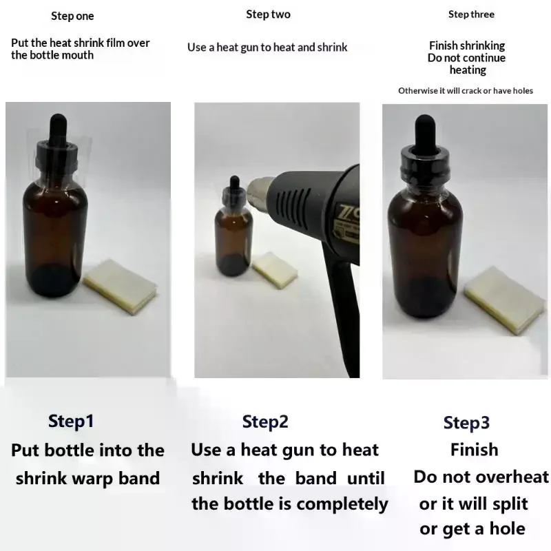 200Pcs Printed Clear Heat Shrink Bands Tamper Proof Safe Sealing Strips for Homebrew Wine Soda Bottle Lid Sealing