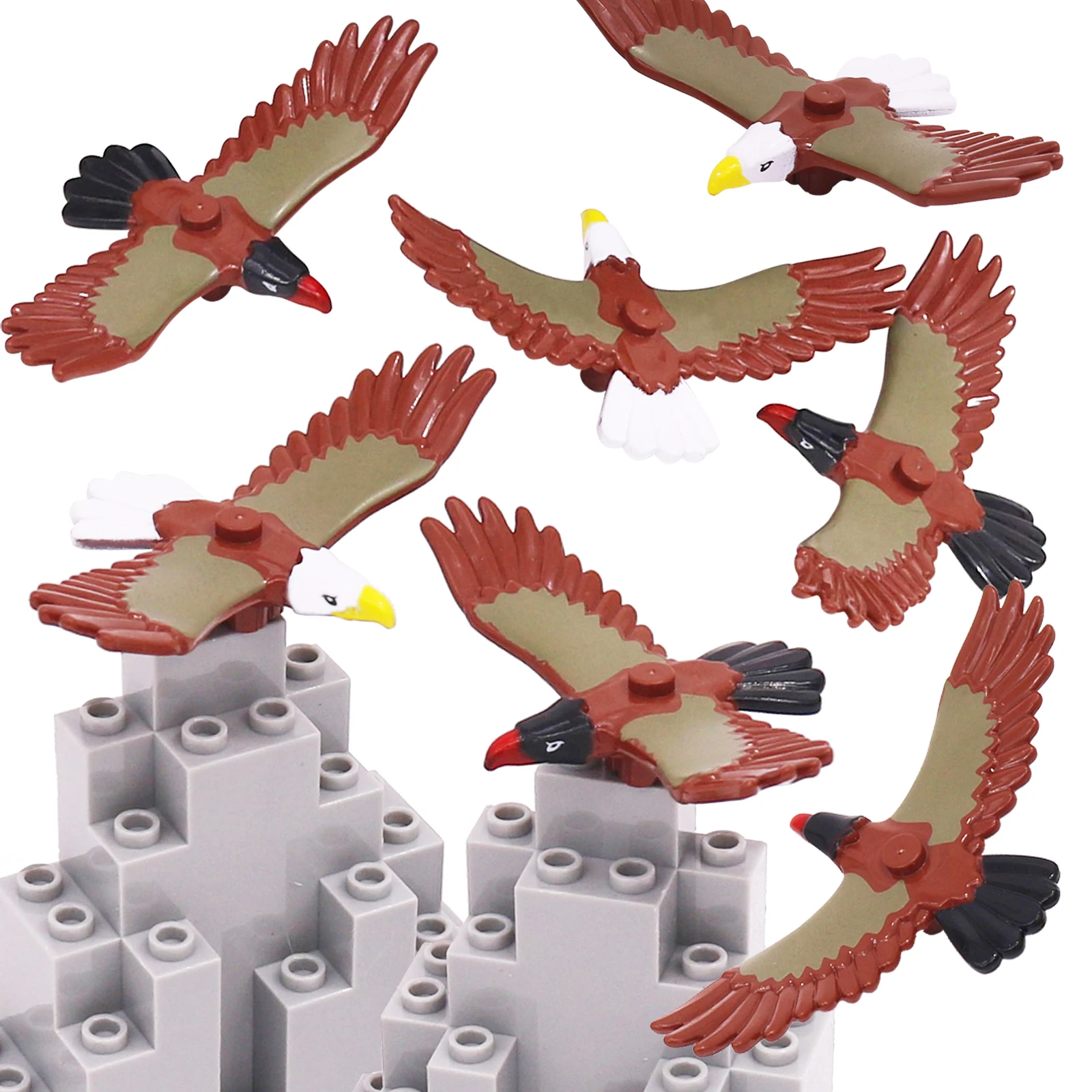 MARUMINE 6 sztuk MOC zwierzęta orzeł klocki części kompatybilne z 7172 DIY budowa cegły w dżungli zestaw modeli do składania akcesoria