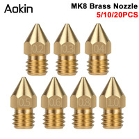 5/10/20 Pcs MK8 Brass Nozzle 0.2MM 0.3MM 0.4MM 0.5MM 0.6MM Extruder Head Nozzles For 1.75MM CR10 CR10S Ender-3 3D Printer Parts