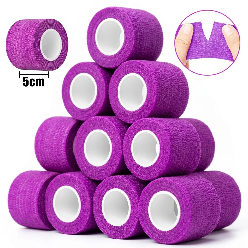 

48/24/12/6/2PCS Purple Tattoo Grip Tapes Wrap Self-adhesive Elastic Bandage Rolls for Tattoo Machine Grip Tattoo Accessories