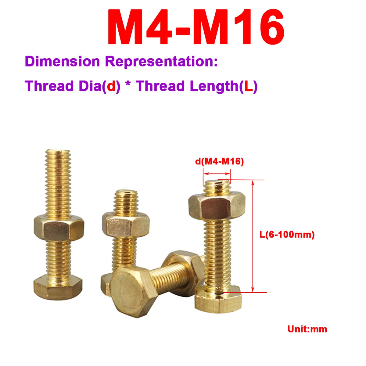 

Латунный наружный шестигранный винт и гайка M4M5M6M8