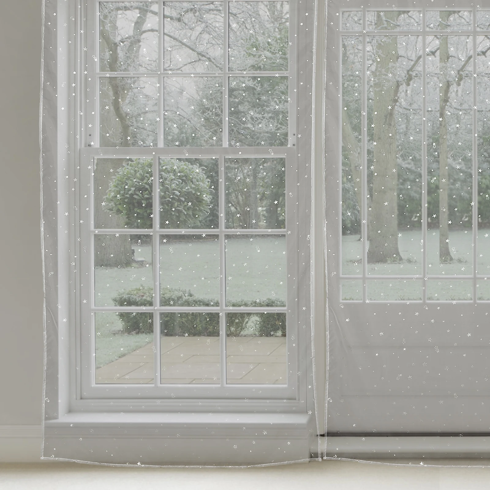 

Window Screen Curtain Bedroom Curtains Eyelet Doorway Glitter Rural Fireproof Foil Star Sheer Hollow Child Insulated