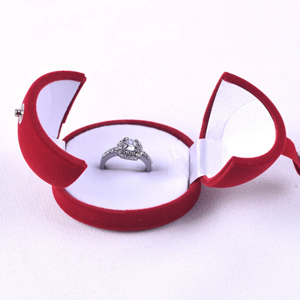 

Fashion Egg Shape Jewelry Case Red Ring Storage Box Exquisite Portable Case for Women Girls Small Jewels Organizer Simple