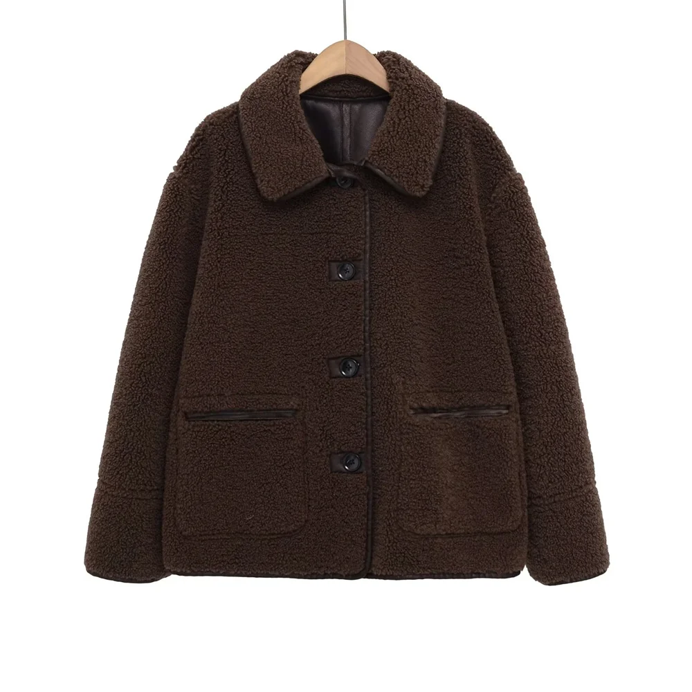 

New autumn and winter women's clothing fashionable temperament casual versatile lapel long sleeved double-sided jacket