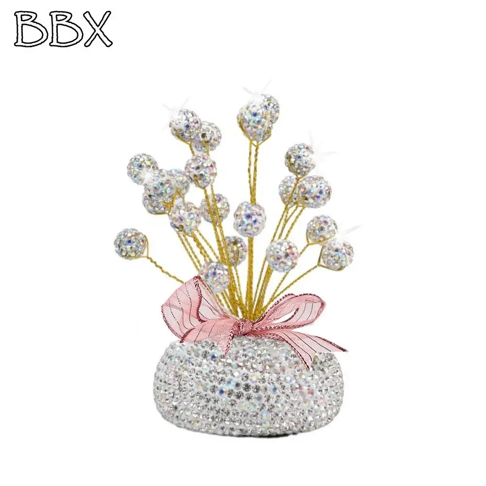 

Bling Design Rhinestones Auto Interior Ornaments Self-adhesive Sticker with Ribbon Full Star Dashboard Decoration Non-slip