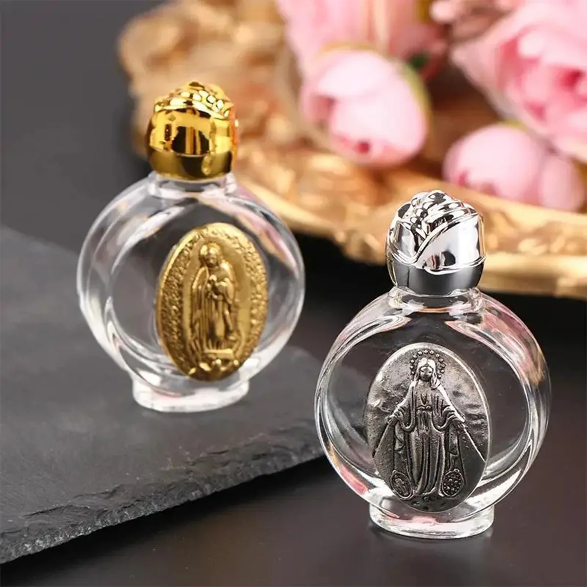 1 قطعة زجاجة ماء مقدس يسوع زجاجة متقاطعة دينية زجاجة نحت عذراء مسيحية زجاجة ماء مقدسة #2