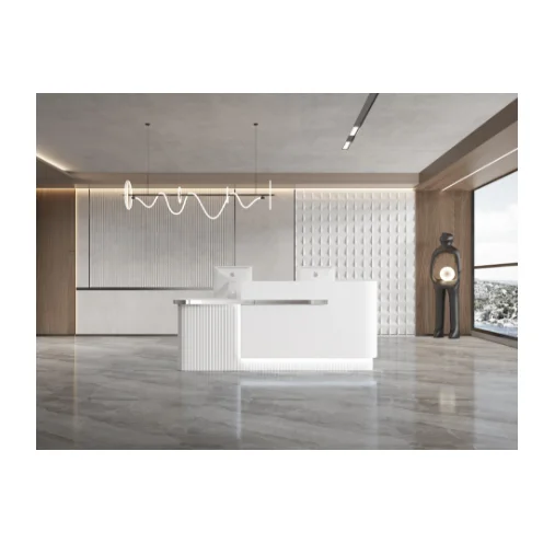 

2306, белая L-угловая изогнутая стойка регистрации, мебель для небольшого салона, стойка регистрации и стойка для салона красоты, офисная мебель, МДФ