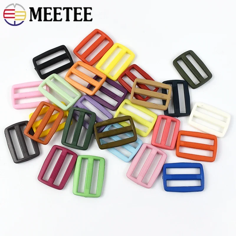 

Meetee 50 шт. 16/20/25 мм пластиковые нейлоновые трехскользящие пряжки для ремней рюкзака, слайдер, регулируемая кольцевая пряжка, аксессуар для лямки «сделай сам»