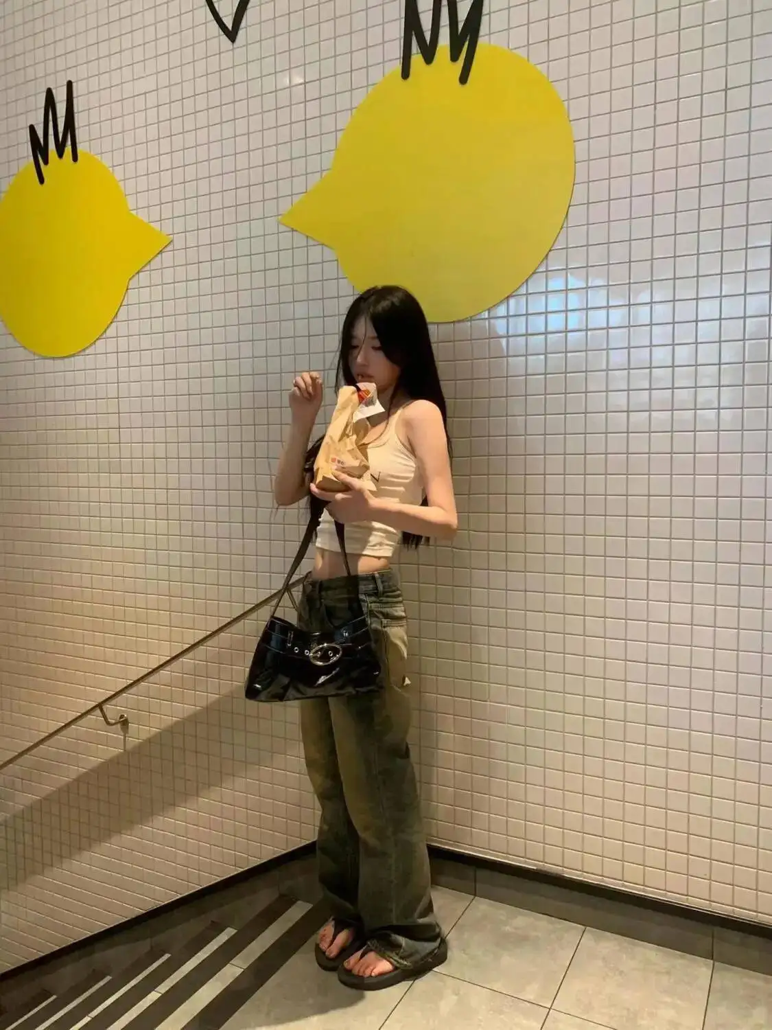 Bloom Sweet Cool Black Y2k Handbag Wallet Women Fashionable Pu Leather Shoulder Bags Female Versatile Underarm Bag 2025 New