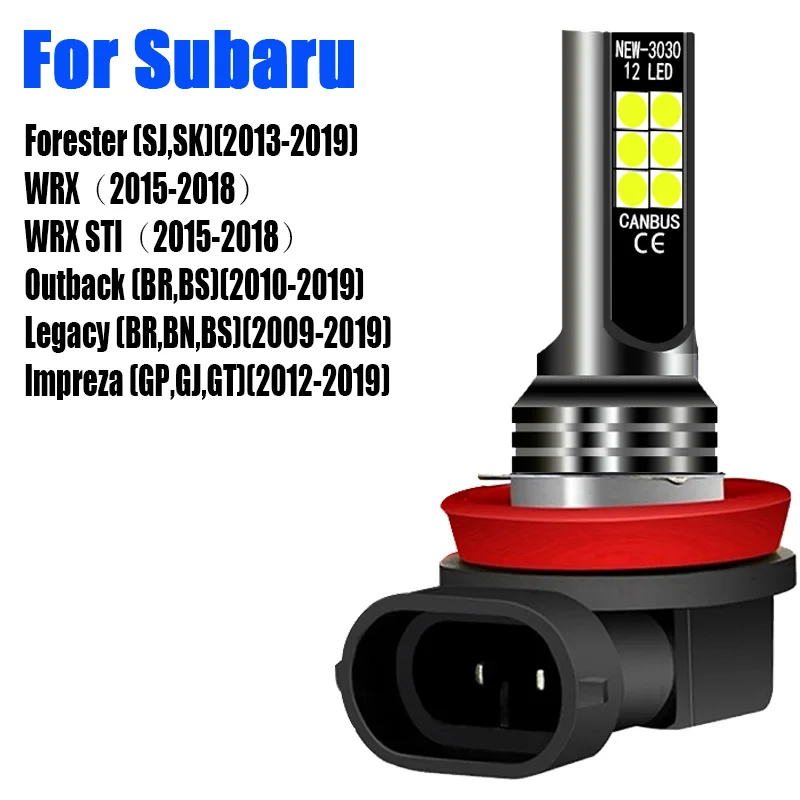 2pcs LED Front Fog Light Bulb Lamp H8 H11 H16 For Subaru Forester 2013-2019 WRX STI Outback 2010-2019 Legacy 2009-2019 Impreza