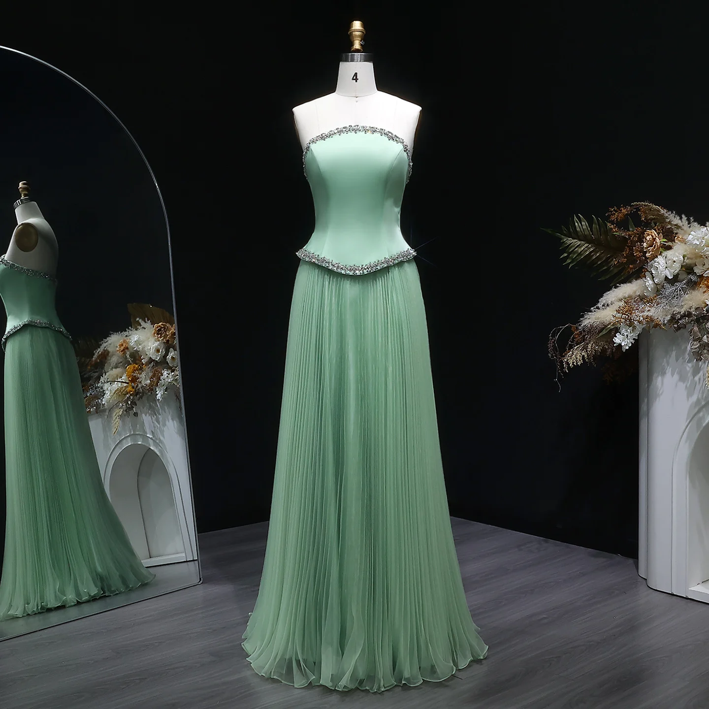 Sharon Said Damen Formelle A-Linien Abendkleider Trägerlos Pailletten Perlen Elegant Arabische Partykleider SS789 Maßanfertigung – Detail 4