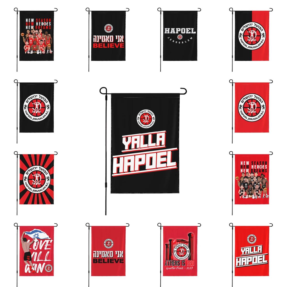 Hapoel Jerusalem Basketball Garden Flag Double-sided Printing Decorative Flags Yard Banner Holiday Flag Party Outdoor Home signs