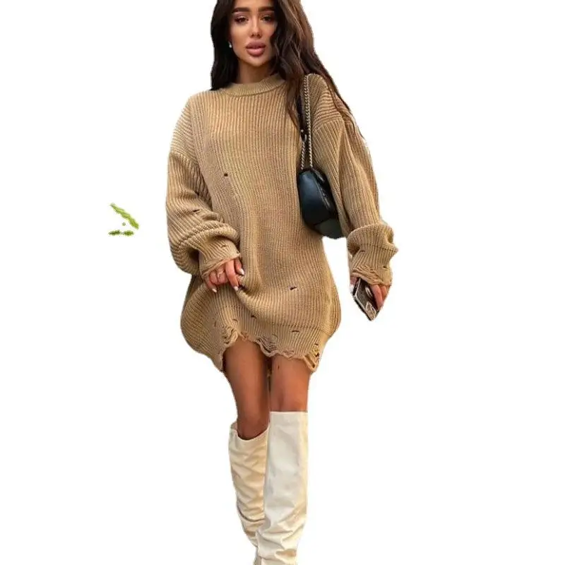 

Длинный вязаный свитер Dr Sved Hem средней длины, повседневный, из полиэфирного волокна, цельный, весна 2024, Faion Ladies Dr