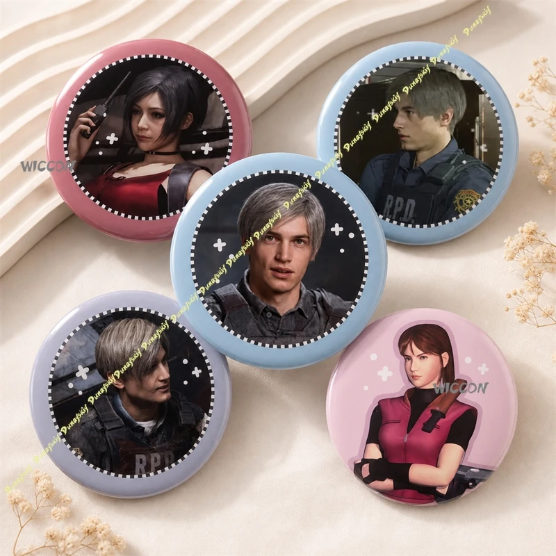 Resident Evil 2 Leon Kennedy Pins RE2 Cosplay Accessories Game Brooches Mix&Match Collectible Lapel Pins Halloween Gift for Fans