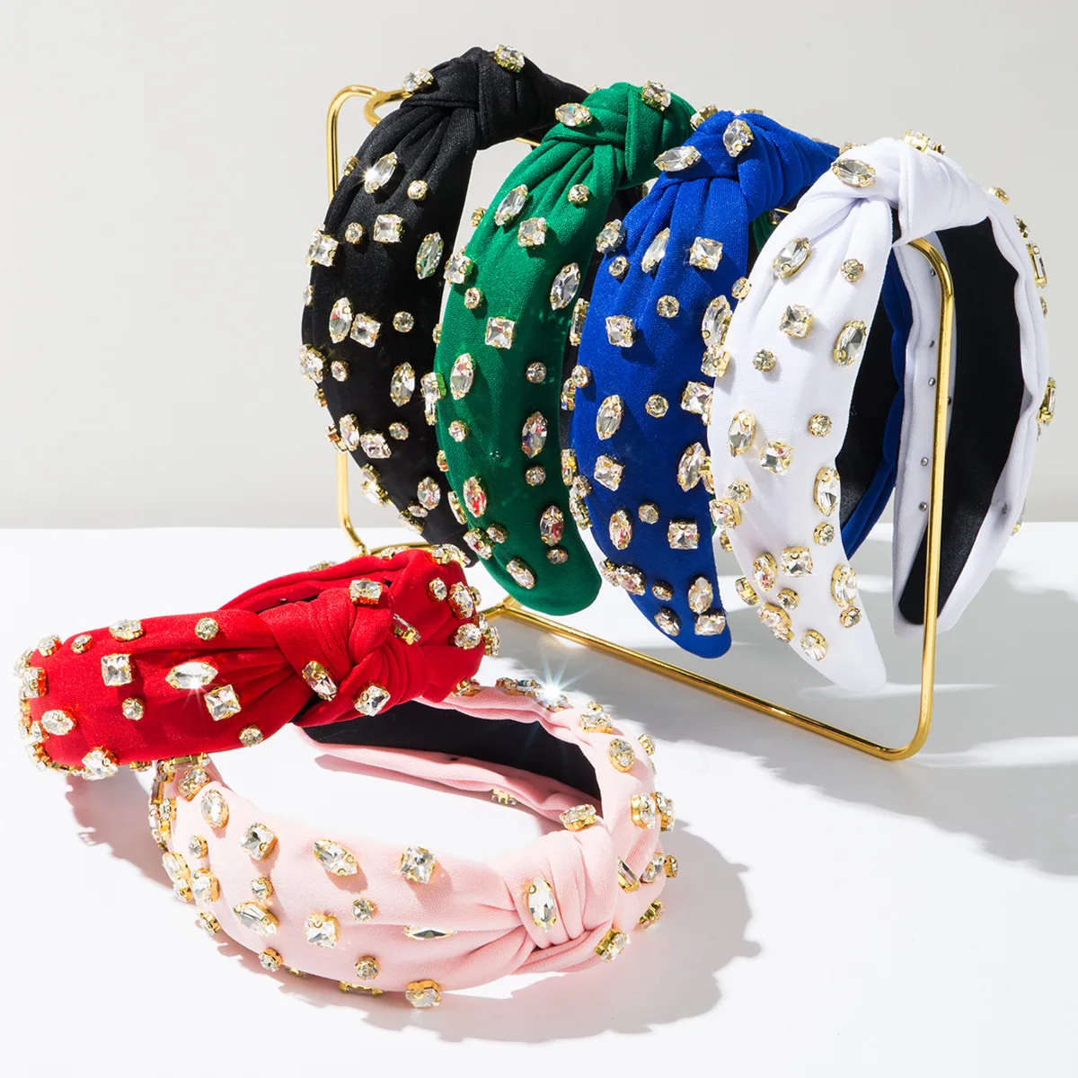 

Хит продаж: модная блестящая стеклянная повязка на голову с бриллиантами, узелковая, с объемным верхом, элегантная, простая, универсальная, аксессуар для волос.