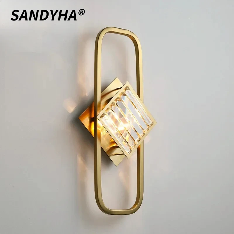 

SANDYHA Stylish Modern Nordic Crystal LED Wall Lamp Decorative Lighting for Living Room Bedroom Hotel Lobby Art Decor