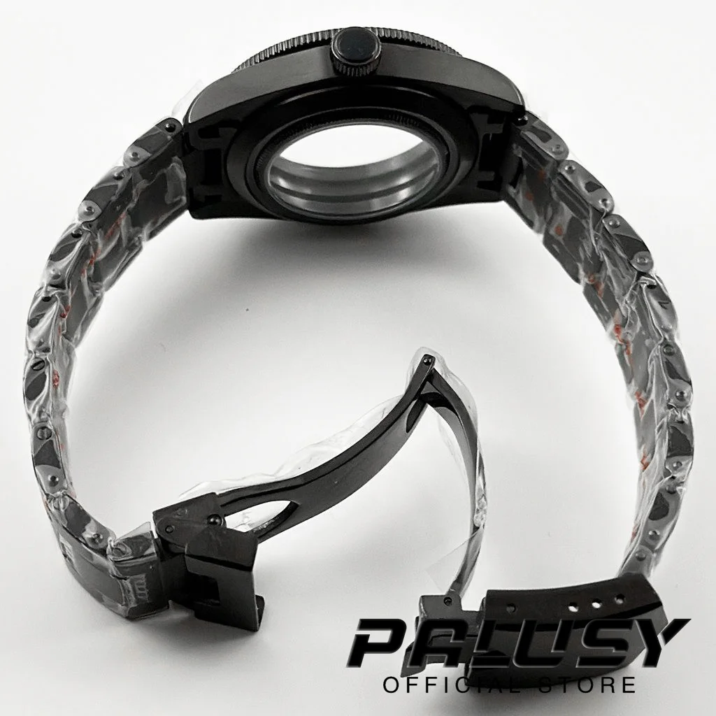 BB58 39MM caja de PVD negra cristal de zafiro abovedado caja de reloj de acero inoxidable resistente al agua compatible con movimiento NH34 NH35 NH36 ETA2824 PT5000