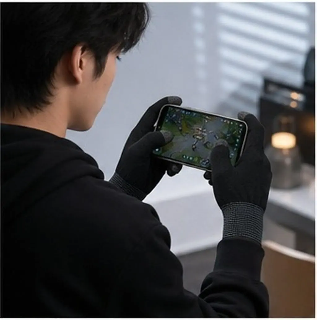 1Pair Touchscreen Finger Game Gloves Anti-Sweat Breathable Gaming Gloves Suitable for Mobile Phone Thumb Sleeves Mobile Gaming
