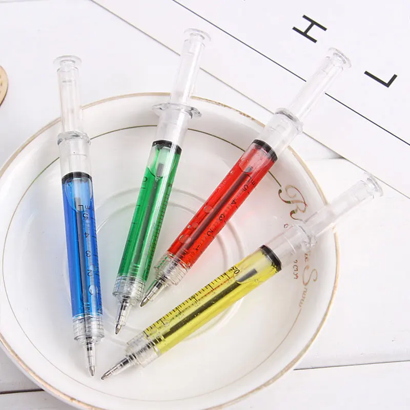 24pcs Liquid Syringe Injector Shape Office Stationery School Accessories Press Pen Students Writing Tools