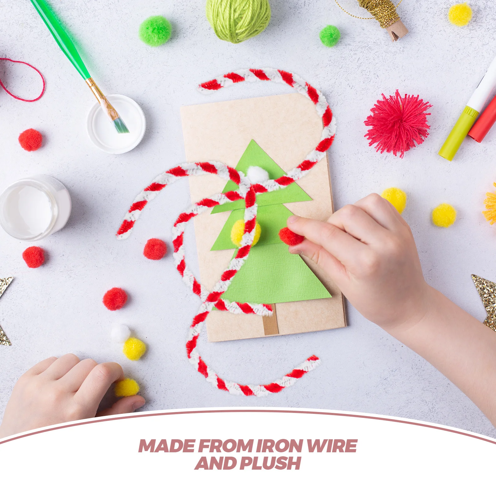 50pcs Two-Tone Bendable Pipe Cleaners Craft Chenille Stems For Kids Diy Iron Wire Art Supplies Educational Handmade Kit Party