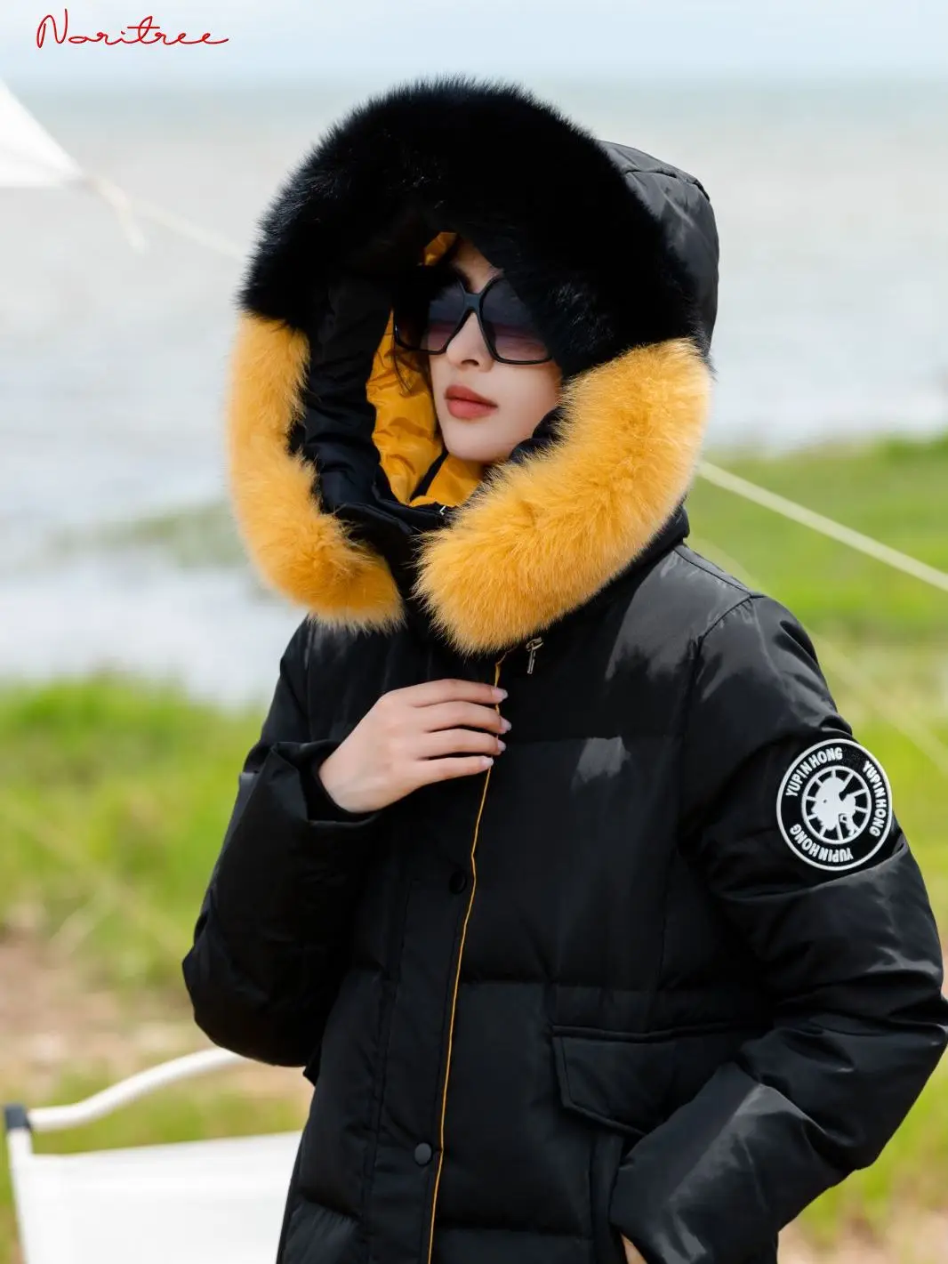 Fit -30℃ Cold Winter 120cm Longer Down Coats Female Hit Color Thicker Warm Fur Coats Real Fox Fur Hooded Parkas With Belt wy337w