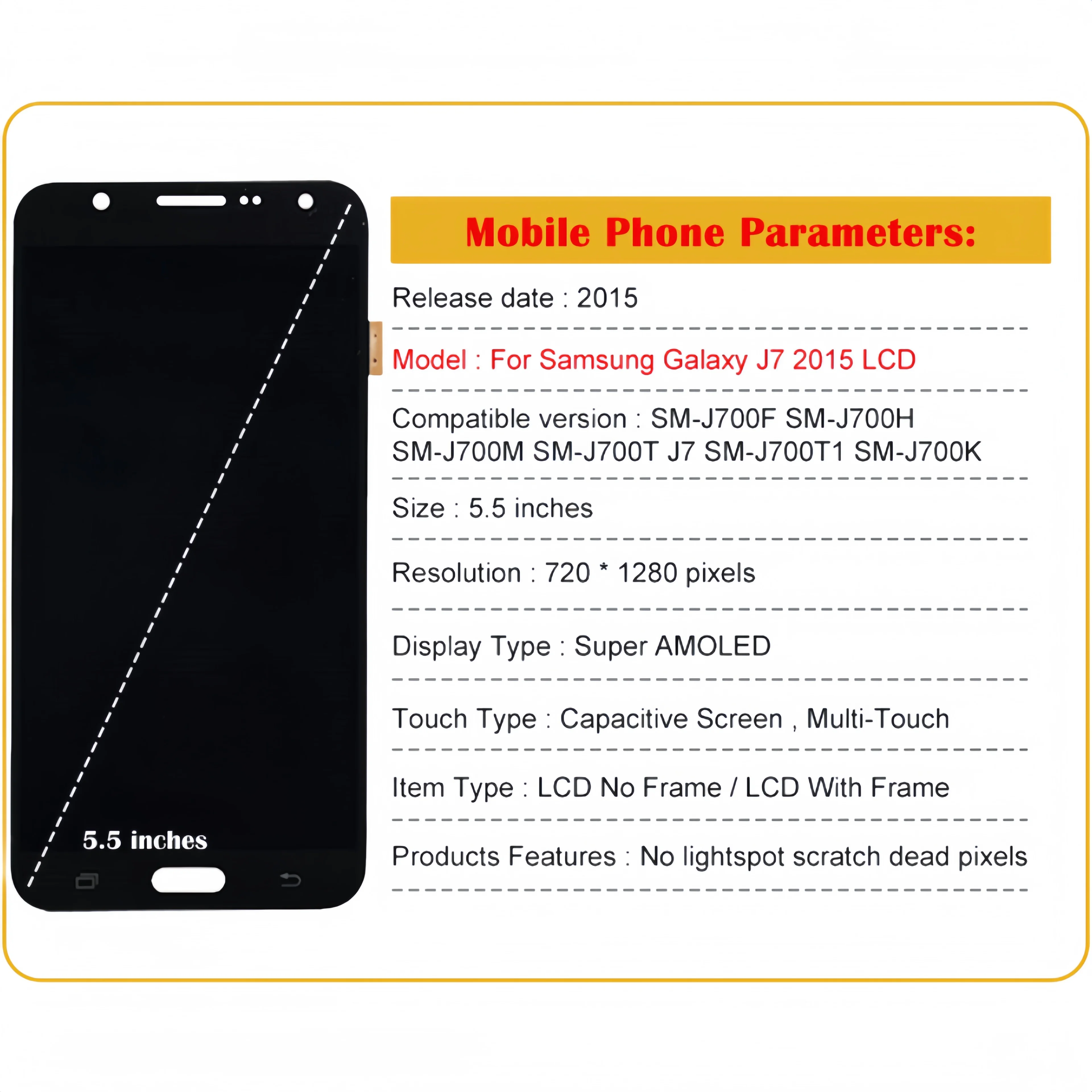 LCD Display Touch Screen Digitizer Assembly Replacement, Samsung Galaxy J7 2015, J700, SM-J700F, J700M, J700H, J700K