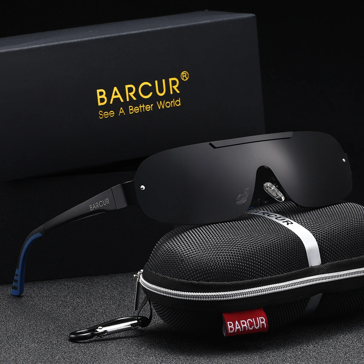 BARCUR 1개 여성용 메탈릭 편광 선글라스 대형 프레임 휴가 레저 스타일 비치 퍼포먼스 남성용 안경 워킹