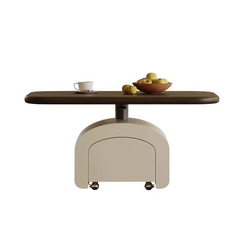 

Итальянский минималистичный черный орех для гостиной, многофункциональный мобильный квадратный журнальный столик, обеденный стол 2-в-1, подъемный Intern