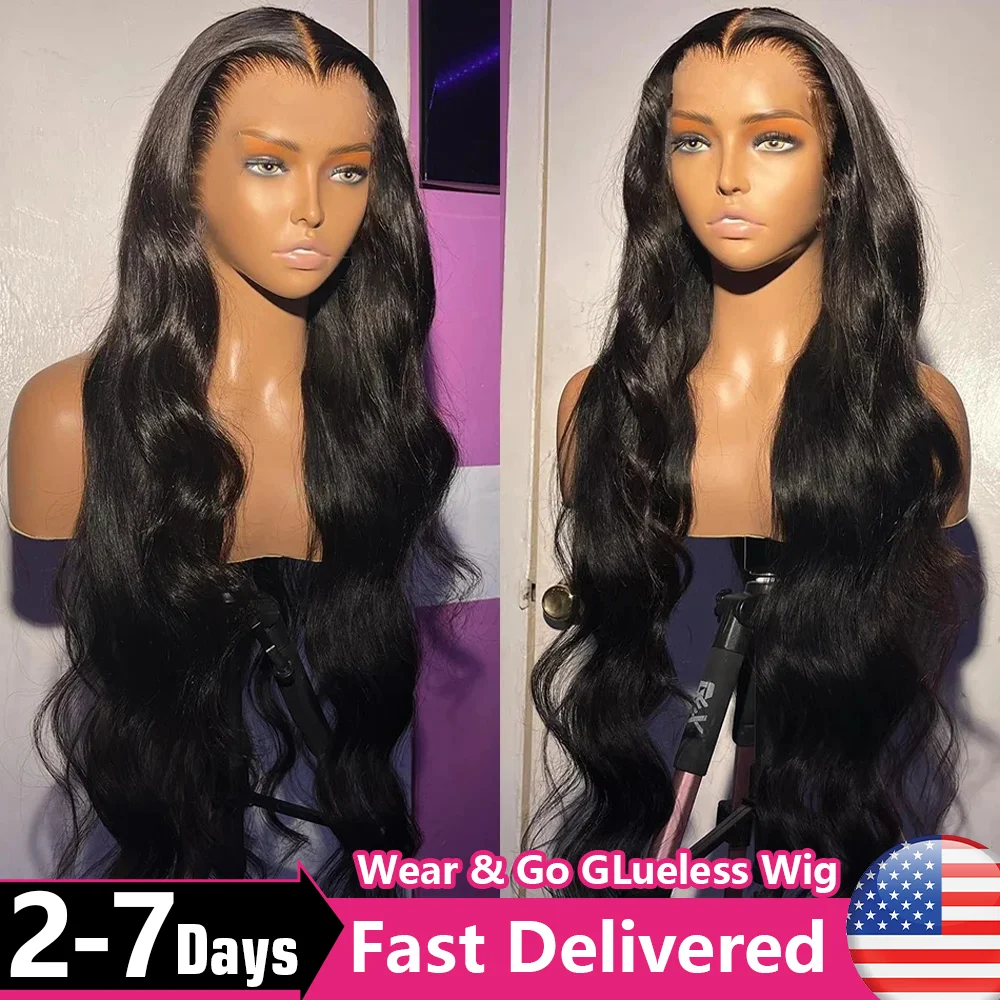 Wear And Go Glueless Human Hair Wigs Preplucked Brazilian Body Wave 13x6 HD Lace Frontal Human Hair Wigs For Women Ready To Wear