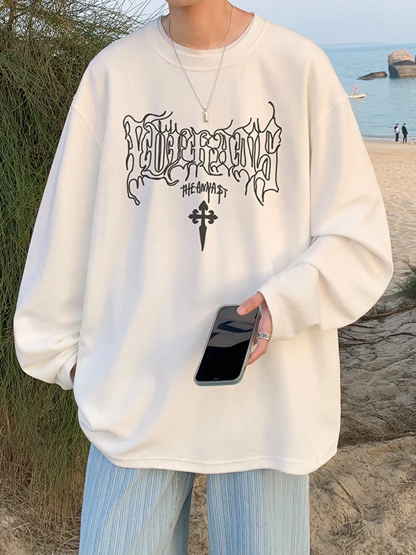 

High Quali American Sle plus Size Long Sve Cotton T-irt Men's Loose Fit Hoodie Autumn Trendy Base irt