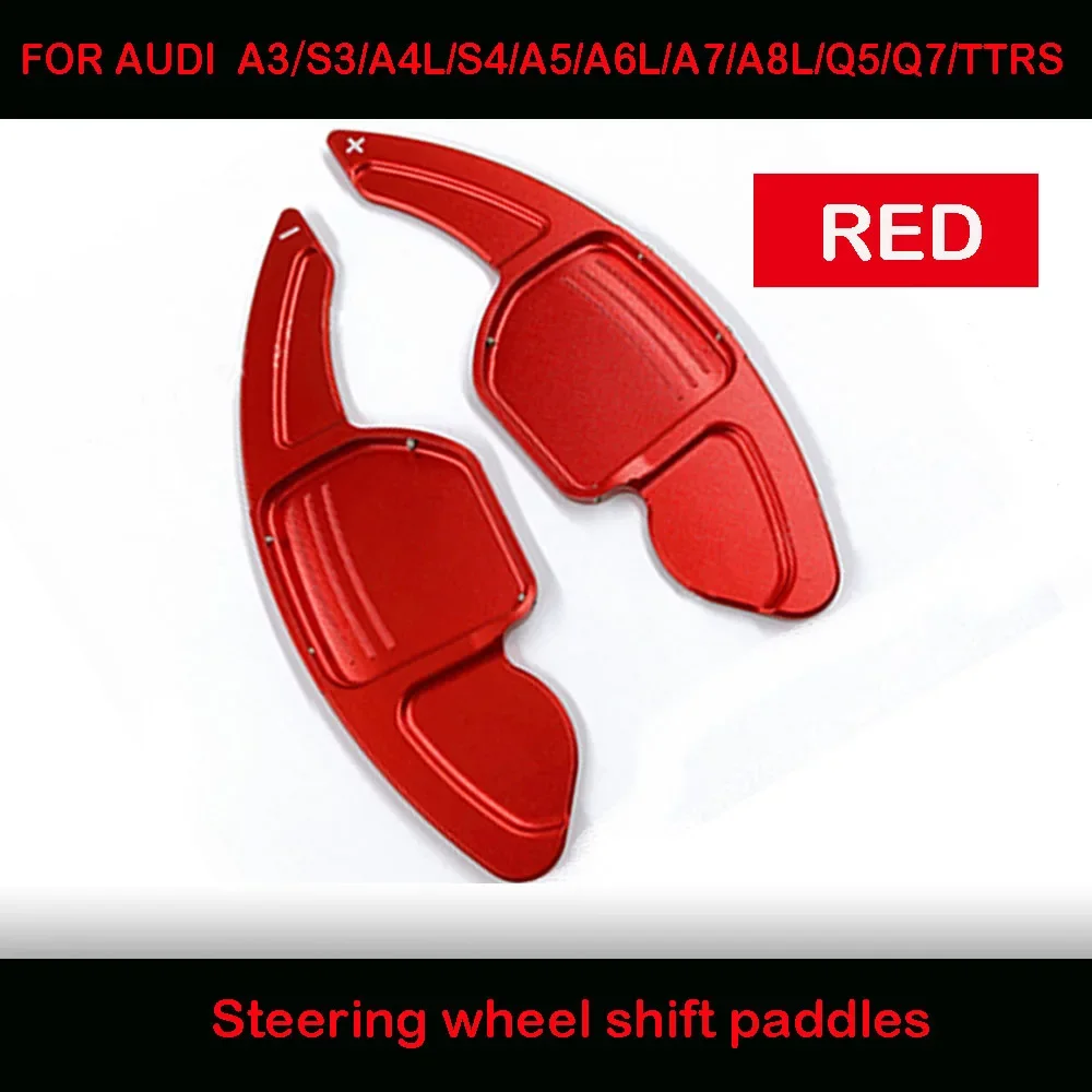 1 Set Car Steering Wheel Extension Shifters DSG Shift Paddles For AUDI A3 S3 A4 S4 B8 A5 S5 A6 S6 A8 R8 Q5 Q7 TT Red With Screw