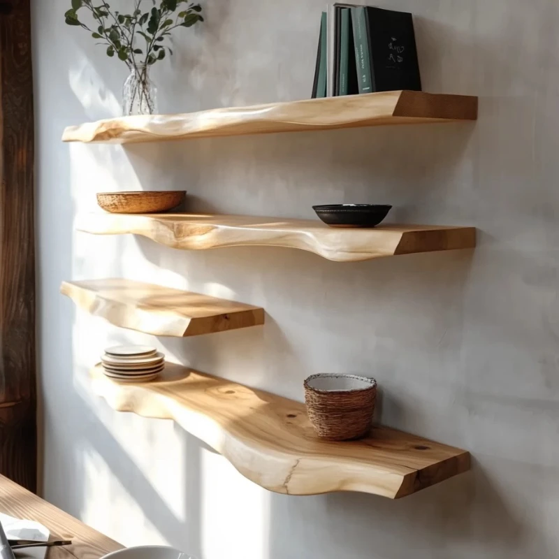 

Simple Solid Wood Rack Log Special-shaped Board Creative One-word Board Rack