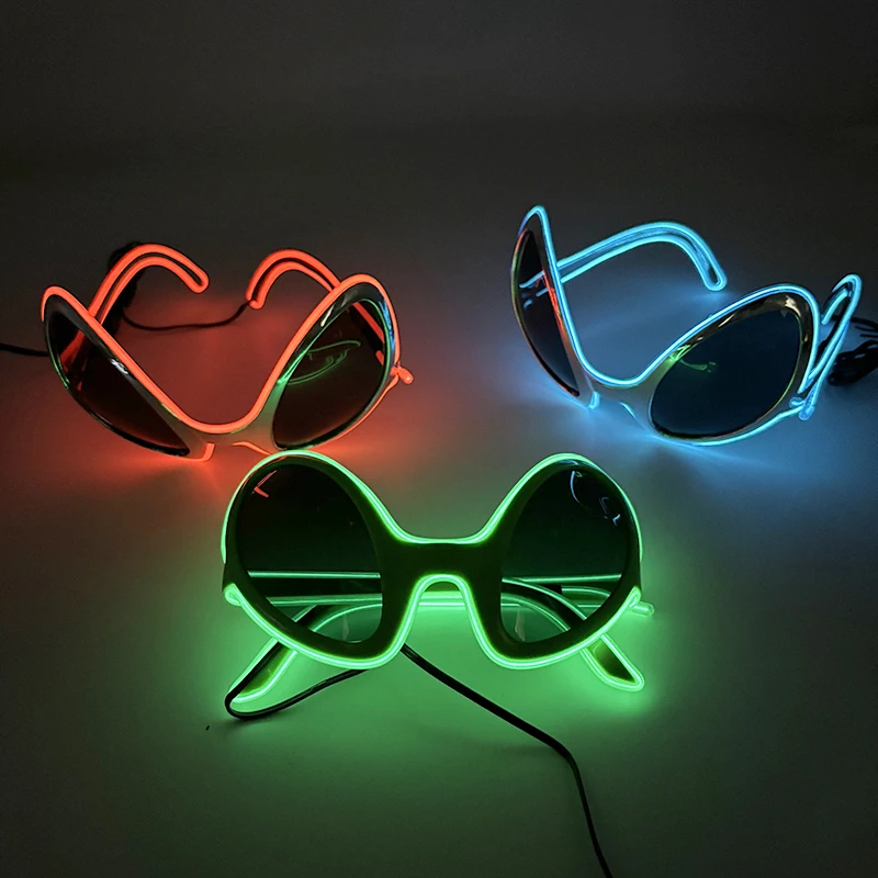 Creative LED Alien Glasses Halloween Concert Beer Party NightClub Rave Accessories Light Up Cosplay Alien Cool Glasses