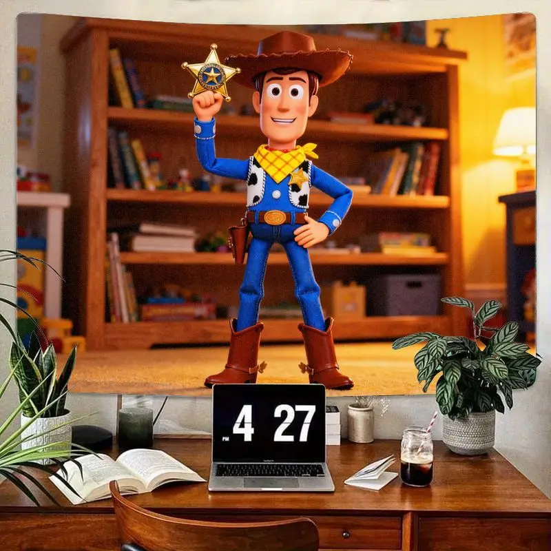 

1PC Toy Story Woody Sheriff Tapestry, Modern Polyester Wall Art for Kids Bedroom Living Room Decor, Cartoon Movie Fan Gift