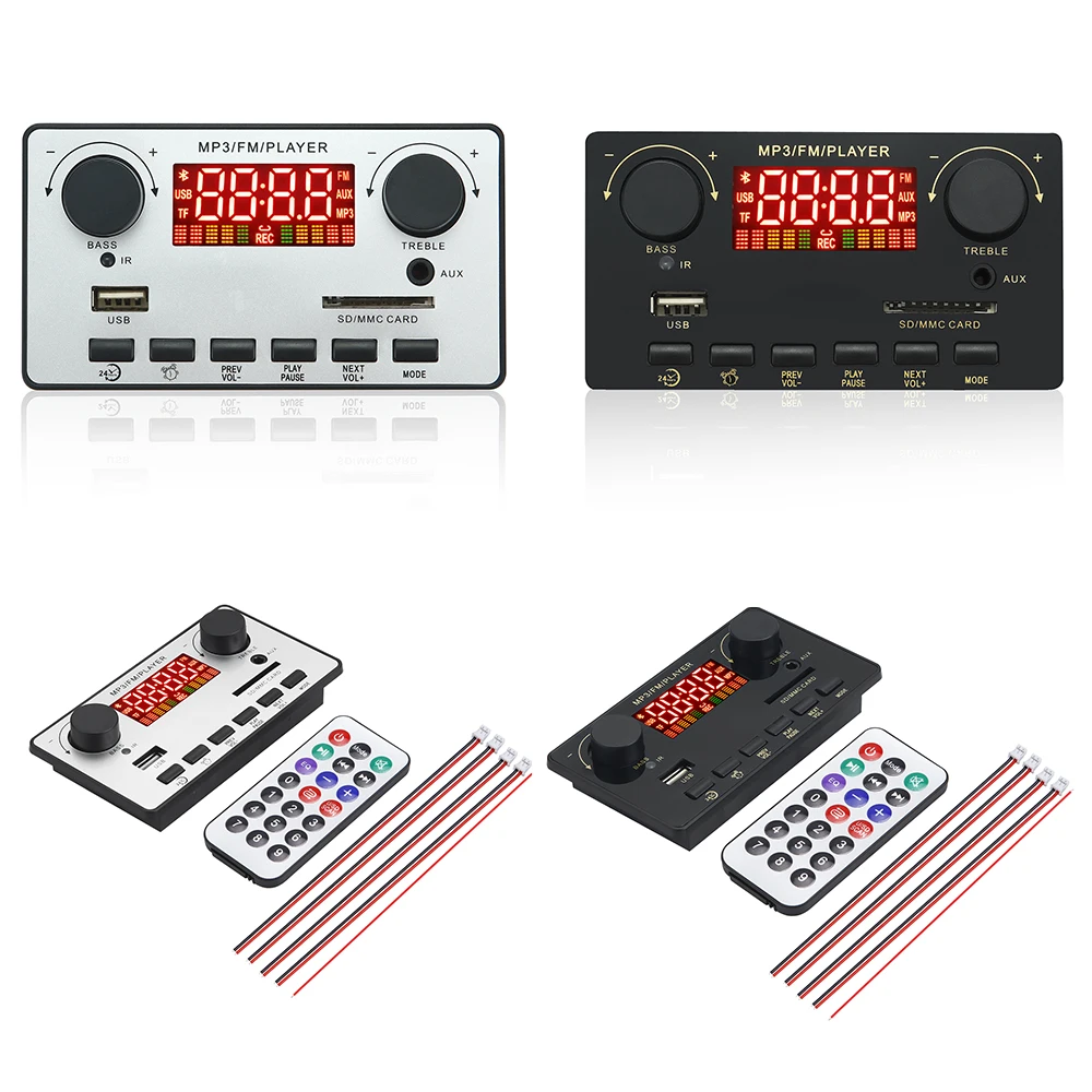 2*40W 80W Amplifier Bluetooth 5.0 MP3 Player WAV Decoder Board 12V Car FM Radio Module Support TF USB AUX Handsfree Call Record