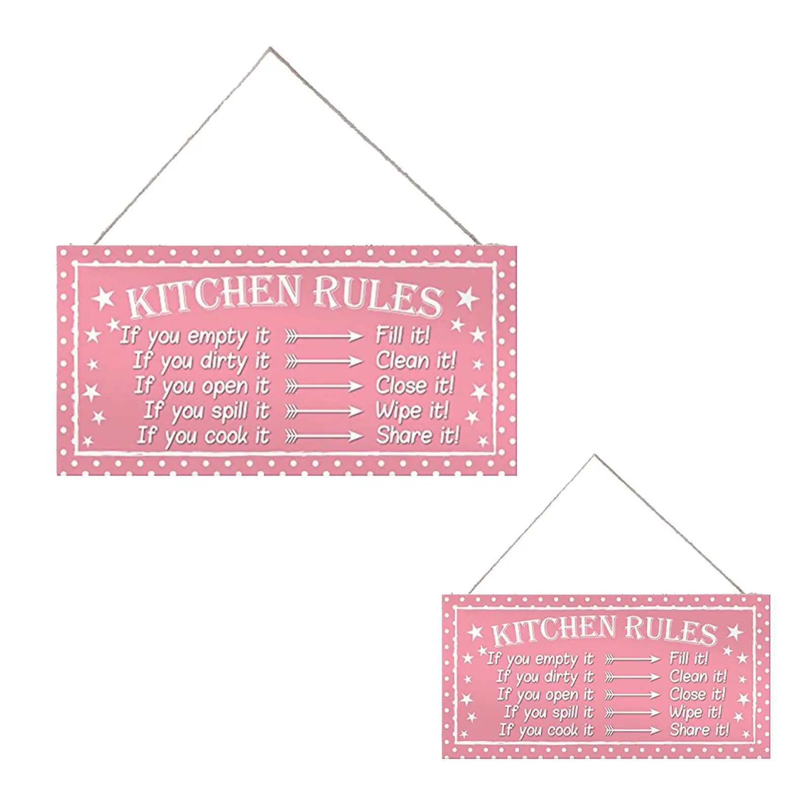 Kitchen Rules Hanging Wood Sign Funny Kitchen Wall Decor for Shelf Door Home