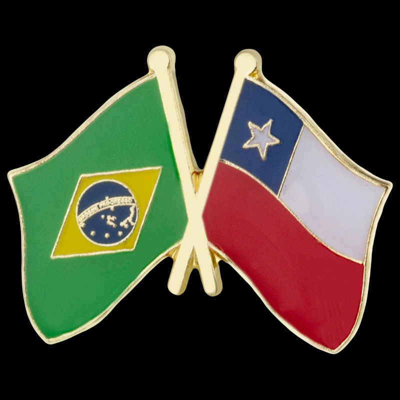 Brazil & Chile  Friendship  Flag Badge Brooch Natinal Lapel Pins Flag Lapel Pins Country Flag Badge XY1283