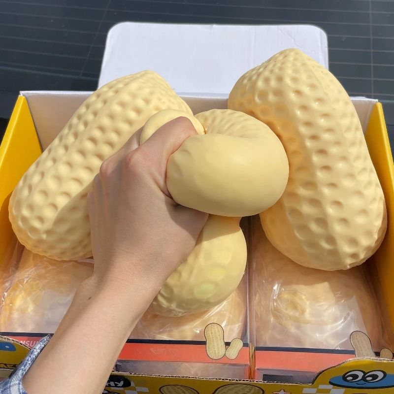 Jumbo Peanut Stress Ball Squishy Toy Simulation Peanut Stretchable Squeeze Ball Fidget Toy Sensory Anti-Stress X-mas Gift