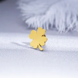 Trendy Clover Brooches for Women Men Minimalism Stainless Steel Lucky Amulet Badge Jewelry Groom Wedding Lapel Pins Accessories